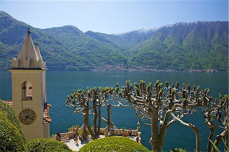 Beschnitten, Platanen und Kapelle der Villa Balbianello, im Frühlingssonnenschein, Lenno, Comer See, Lombardei, italienische Seen, Italien, Europa Stockbilder - Lizenzpflichtiges, Bildnummer: 841-06448484