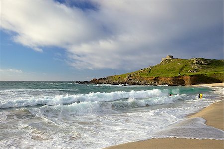 english coast - Summer evening sunshine on Porthmeor beach, St Ives, Cornwall, England, United Kingdom, Europe Stock Photo - Rights-Managed, Code: 841-06448506