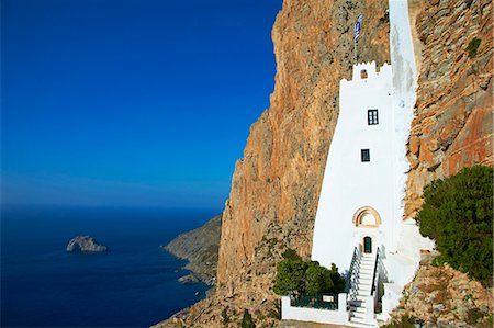 Hozoviotissa monastery and Aegean Sea, Amorgos, Cyclades, Greek Islands, Greece, Europe Stock Photo - Rights-Managed, Code: 841-06448565