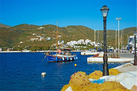 Katapola port, Amorgos, Cyclades, Aegean, Greek Islands, Greece, Europe Foto de stock - Direito Controlado, Número: 841-06448574