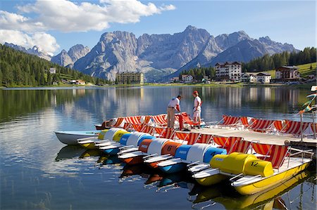 people and lake and reflection - Lago di Misurina, Belluno Province, Veneto, Italian Dolomites, Italy, Europe Stock Photo - Rights-Managed, Code: 841-06448788