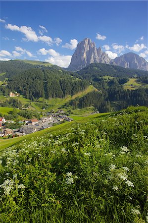 St. Cristina übersehen von Berg Langkofel, Grödnertal, Bozen Provinz Trentino-Alto Adige/Südtirol, Dolomiten, Italien, Europa Stockbilder - Lizenzpflichtiges, Bildnummer: 841-06448863