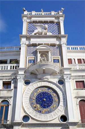 Torre dell Orologio Clocktower, Piazza San Marco, Venice, UNESCO World Heritage Site, Veneto, Italy, Europe Fotografie stock - Rights-Managed, Codice: 841-06449036