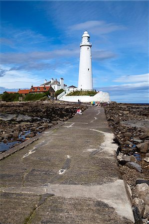 Causeway to St. Mary's Lighthouse on St. Mary's Island, Whitley Bay, North Tyneside, Tyne and Wear, England, United Kingdom, Europe Stock Photo - Rights-Managed, Code: 841-06449105