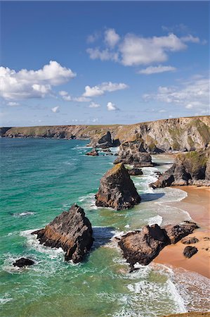 simsearch:841-06449068,k - Looking down to the Bedruthan Steps on the north Cornwall coastline, Cornwall, England, United Kingdom, Europe Stock Photo - Rights-Managed, Code: 841-06449643