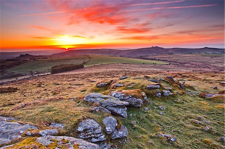 devon, england - A colourful dawn on Chinkwell Tor in Dartmoor National Park, Devon, England, United Kingdom, Europe Stock Photo - Rights-Managed, Code: 841-06449650