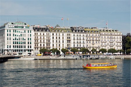 Quai du Mont Blanc overlooking Lake Geneva, Geneva, Switzerland, Europe Foto de stock - Con derechos protegidos, Código: 841-06449874