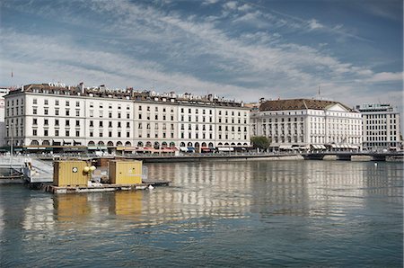 Bulidings along Quai des Bergues, Geneva, Switzerland, Europe Stock Photo - Rights-Managed, Code: 841-06449875