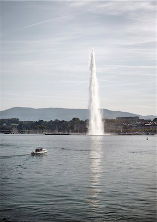 Jet d'eau, lac Léman, Genève, Suisse, Europe Photographie de stock - Rights-Managed, Code: 841-06449871