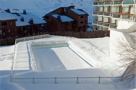 Swimming pool in Val Claret, highest village in Tignes, Savoie, Rhone-Alpes, French Alps, France, Europe Stock Photo - Rights-Managed, Code: 841-06449884