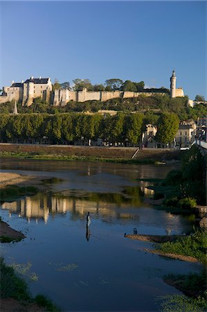 Chateau and River Vienne, Chinon, Indre-et-Loire, Touraine, France, Europe Stock Photo - Rights-Managed, Code: 841-06499931