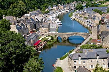 stone harbor - Rance River valley and Dinan harbour with the Stone Bridge, Dinan, Brittany, France, Europe Stock Photo - Rights-Managed, Code: 841-06500005