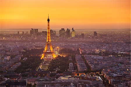 Paris skyline at sunset with the Eiffel Tower and La Defense, Paris, France, Europe Photographie de stock - Rights-Managed, Code: 841-06500060