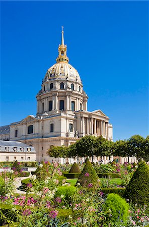 eglise du dome - Eglise du Dome, Les Invalide, and formal gardens, Paris, France, Europe Photographie de stock - Rights-Managed, Code: 841-06500061