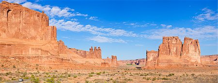 The Three Gossips and The Courthouse Towers rock formations, Arches National Park, near Moab, Utah, United States of America, North America Photographie de stock - Rights-Managed, Code: 841-06500071