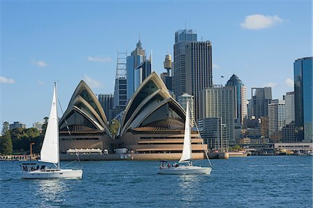 sydney landmark - Opera House and Sydney city skyline, Sydney, New South Wales, Australia, Pacific Stock Photo - Rights-Managed, Code: 841-06500148
