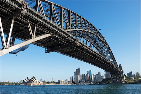 sydney landmark - Harbour Bridge and Sydney skyline, Sydney, New South Wales, Australia, Pacific Stock Photo - Rights-Managed, Code: 841-06500149
