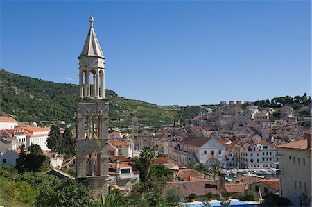 View over part of the medieval city of Hvar, island of Hvar, Dalmatia, Croatia, Europe Stock Photo - Rights-Managed, Code: 841-06500329
