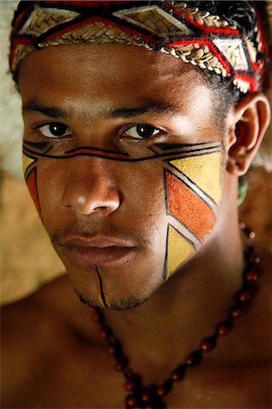 south american indigenous tribes - Portrait of a Pataxo Indian man at the Reserva Indigena da Jaqueira near Porto Seguro, Bahia, Brazil, South America Stock Photo - Rights-Managed, Code: 841-06500522