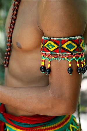 salvador brazil traditional dress - Detail of the costume of the Pataxo Indian people at the Reserva Indigena da Jaqueira near Porto Seguro, Bahia, Brazil, South America Stock Photo - Rights-Managed, Code: 841-06500538