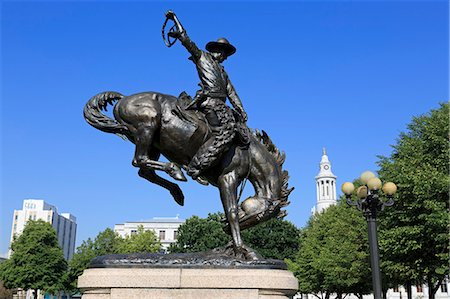 sculptures of america - Broncho Buster sculpture in the Civic Center Cultural Complex, Denver, Colorado, United States of America, North America Stock Photo - Rights-Managed, Code: 841-06500908