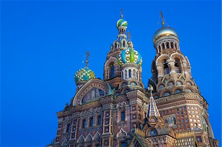 saint petersburg, russia - The Church on Spilled Blood illuminated at dusk, UNESCO World Heritage Site, St. Petersburg, Russia, Europe Photographie de stock - Rights-Managed, Code: 841-06500970