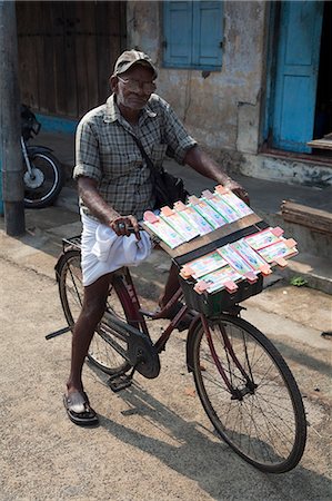 seller - A lottery ticket seller on his bicycle in Kochi (Cochin), Kerala, India, Asia Stock Photo - Rights-Managed, Code: 841-06500998