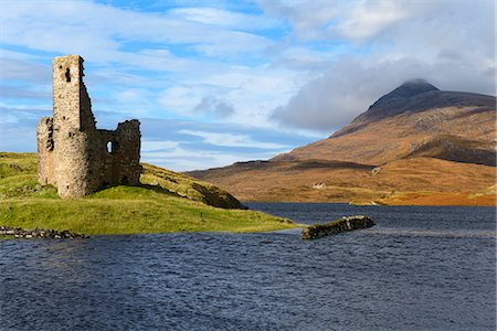 european castle architecture - Ardvreck Castle and Loch Assynt, Sutherland, North West Highlands, Scotland, United Kingdom, Europe Stock Photo - Rights-Managed, Code: 841-06501119