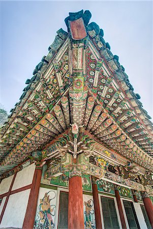 Pavilion detail, Pohyon Buddhist Temple (Pohyon-sa), Myohyangsan, Democratic People's Republic of Korea (DPRK), North Korea, Asia Stock Photo - Rights-Managed, Code: 841-06501149