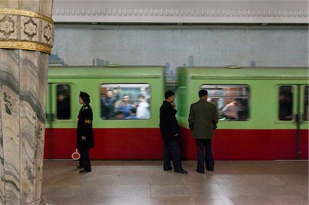 One of the many 100 metre deep subway stations on the Pyongyang subway network, Pyongyang, Democratic People's Republic of Korea (DPRK), North Korea, Asia Stock Photo - Rights-Managed, Code: 841-06501228