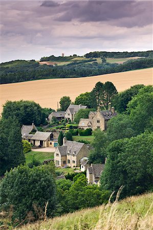 Overlooking the Cotswolds village of Snowshill, with Broadway Tower on the horizon, Worcestershire, England, United Kingdom, Europe Photographie de stock - Rights-Managed, Code: 841-06501311