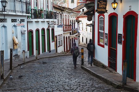 People walking along street, Ouro Preto, UNESCO World Heritage Site, Minas Gerais, Brazil, South America Stock Photo - Rights-Managed, Code: 841-06501370