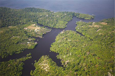 Aerial view of Amazon rainforest and Rio Negro, Manaus, Amazonas, Brazil, South America Foto de stock - Direito Controlado, Número: 841-06501437