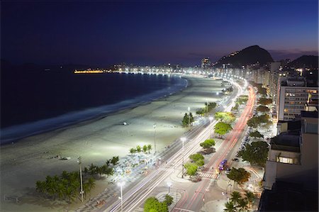 View of Copacabana beach and Avenida Atlantica at dusk, Copacabana, Rio de Janeiro, Brazil, South America Stock Photo - Rights-Managed, Code: 841-06501500