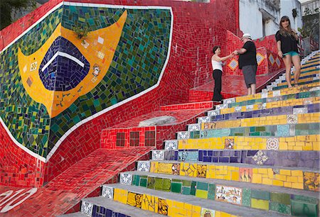 rio de janeiro - Tourists on Selaron Steps (Escadaria Selaron), Lapa, Rio de Janeiro, Brazil, South America Stock Photo - Rights-Managed, Code: 841-06501542