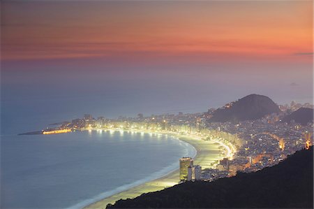 simsearch:841-02831155,k - View of Copacabana at sunset, Rio de Janeiro, Brazil, South America Stock Photo - Rights-Managed, Code: 841-06501557