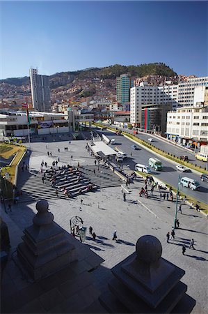 View of Plaza San Francisco from rooftop of San Francisco Church, La Paz, Bolivia, South America Stock Photo - Rights-Managed, Code: 841-06501755