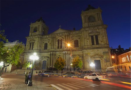 Cathedral in Plaza Pedro Murillo at dusk, La Paz, Bolivia, South America Stock Photo - Rights-Managed, Code: 841-06501765