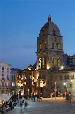 simsearch:841-06501631,k - San Francisco Church in Plaza San Francisco at dusk, La Paz, Bolivia, South America Stock Photo - Rights-Managed, Code: 841-06501805