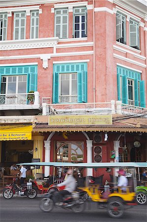 phnom penh - Restaurants along Sisowath Quay, Phnom Penh, Cambodia, Indochina, Southeast Asia, Asia Stock Photo - Rights-Managed, Code: 841-06501896
