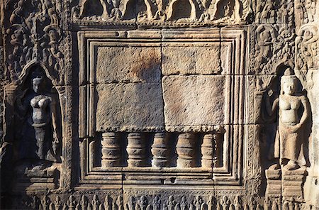 Bas-relief at Angkor era ruins of Wat Nokor, Kampong Cham, Cambodia, Indochina, Southeast Asia, Asia Stock Photo - Rights-Managed, Code: 841-06501935