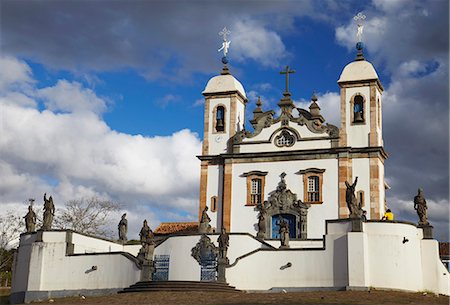 Sanctuary of Bom Jesus de Matosinhos and The Prophets sculpture by Aleijadinho, UNESCO World Heritage Site, Congonhas, Minas Gerais, Brazil, South America Stock Photo - Rights-Managed, Code: 841-06501978