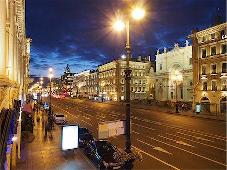 st petersburg night - Nevsky Prospekt at night, St. Petersurg, Russia, Europe Photographie de stock - Rights-Managed, Code: 841-06501988