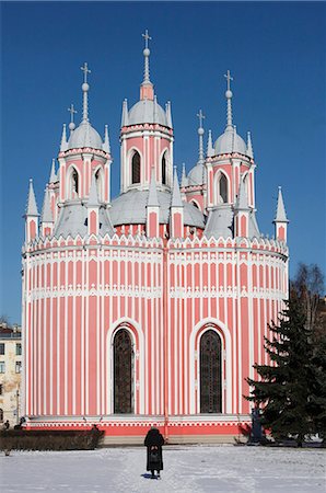 pink - Chesma church, St. Petersburg, Russia, Europe Stock Photo - Rights-Managed, Code: 841-06502219