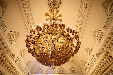 russia gold - Ceiling light in Arms Room, Winter Palace, Hermitage Museum, St. Petersburg, Russia, Europe Stock Photo - Rights-Managed, Code: 841-06502243