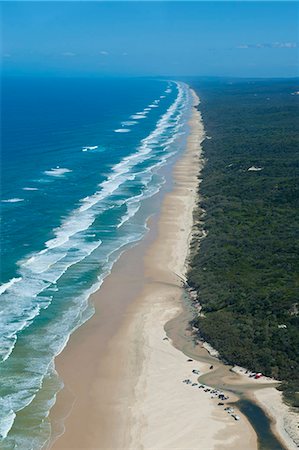 Aerial of the Seventy-Five Mile Beach, Fraser Island, UNESCO World Heritage Site, Queensland, Australia, Pacific Foto de stock - Con derechos protegidos, Código: 841-06502285