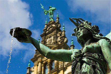 fontaine - Neo-renaissance statue in a fountain at the Hamburg Rathaus (City Hall), opened 1886, Hamburg, Germany, Europe Photographie de stock - Rights-Managed, Code: 841-06502618