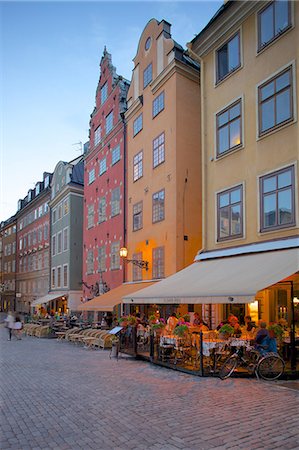 Stortorget Square cafes at dusk, Gamla Stan, Stockholm, Sweden, Scandinavia, Europe Stockbilder - Lizenzpflichtiges, Bildnummer: 841-06502824