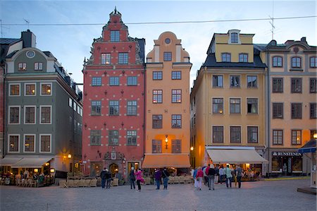 Stortorget Square cafes at dusk, Gamla Stan, Stockholm, Sweden, Scandinavia, Europe Foto de stock - Con derechos protegidos, Código: 841-06502826