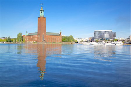 stockholm not people - The City Hall and Riddarfjarden, Kungsholmen, Stockholm, Sweden, Scandinavia, Europe Stock Photo - Rights-Managed, Code: 841-06502848